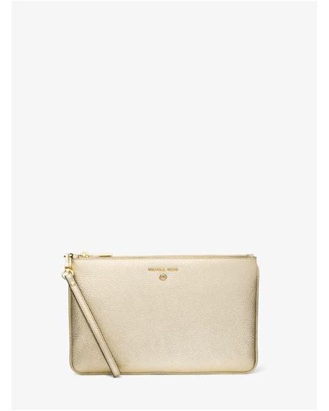 michael michael kors large metallic pebbled leather wristlet|michael kors wristlet wallet outlet.